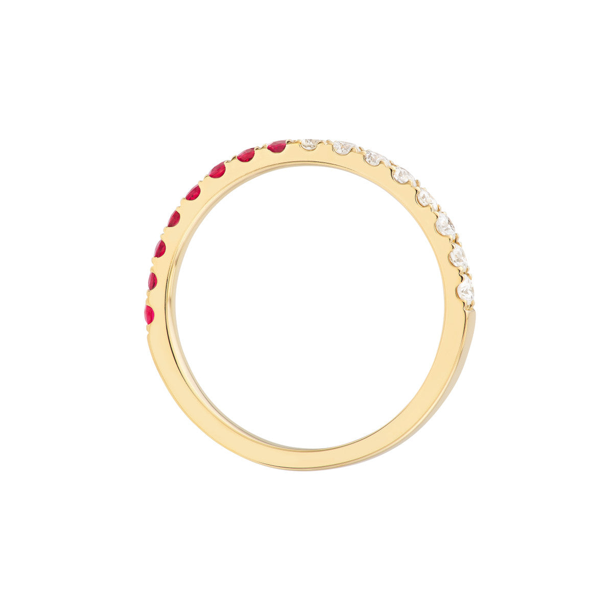 14K Gold Diamond 50/50 Ruby & Diamond Stackable Band