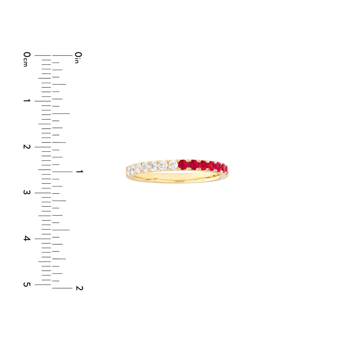 14K Gold Diamond 50/50 Ruby & Diamond Stackable Band
