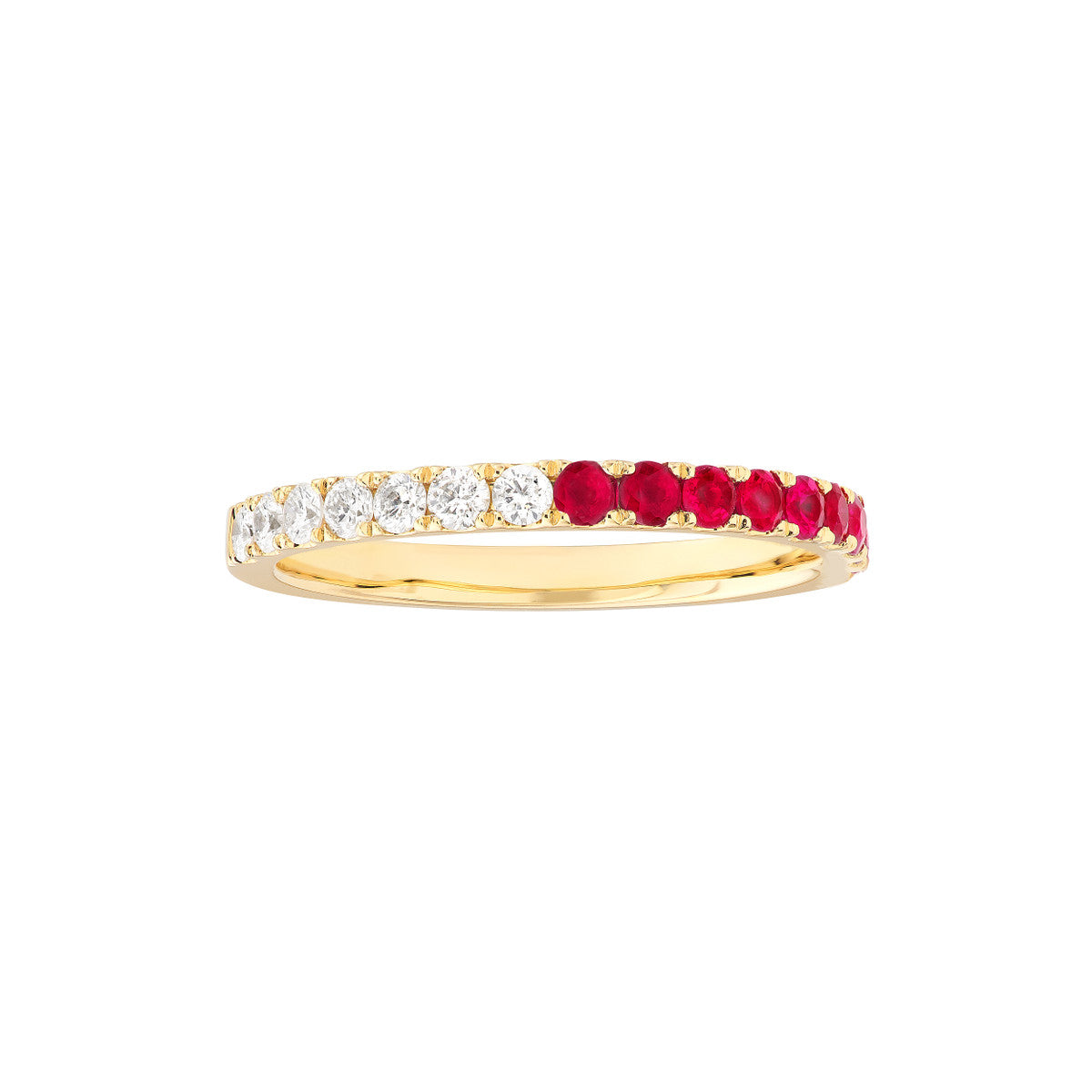 14K Gold Diamond 50/50 Ruby & Diamond Stackable Band