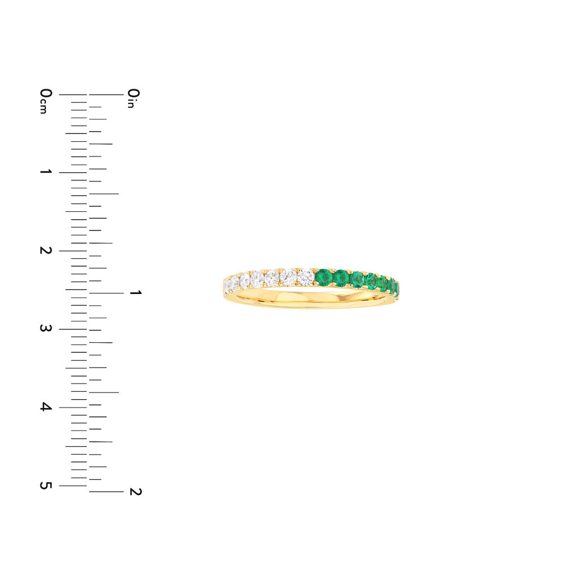 14K Gold Diamond 50/50 Emerald & Diamond Stackable Band