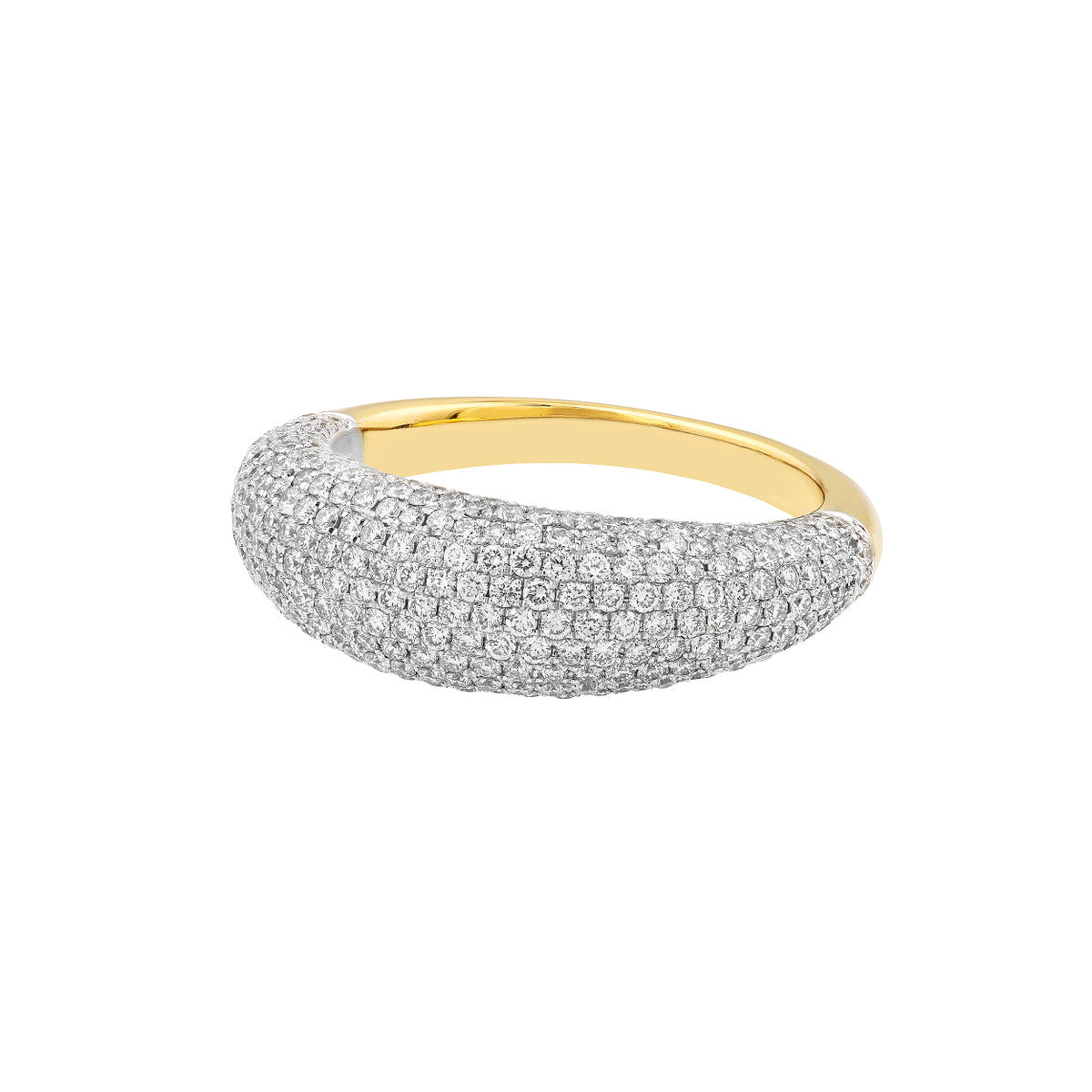 14K Gold Diamond Diamond Pave Dome Ring