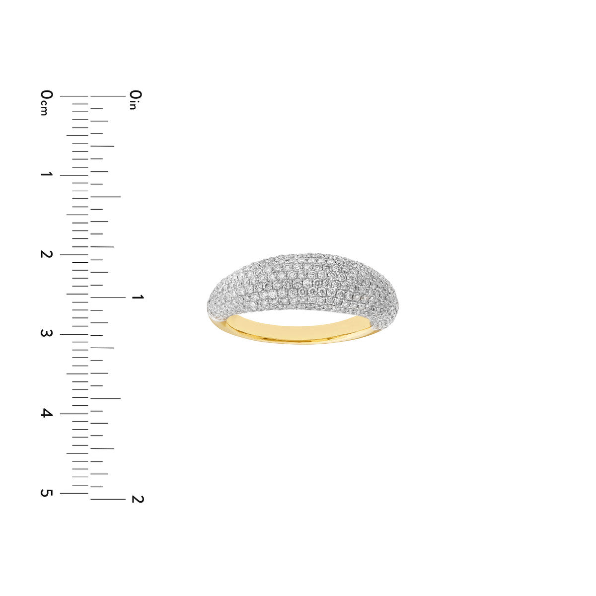 14K Gold Diamond Diamond Pave Dome Ring
