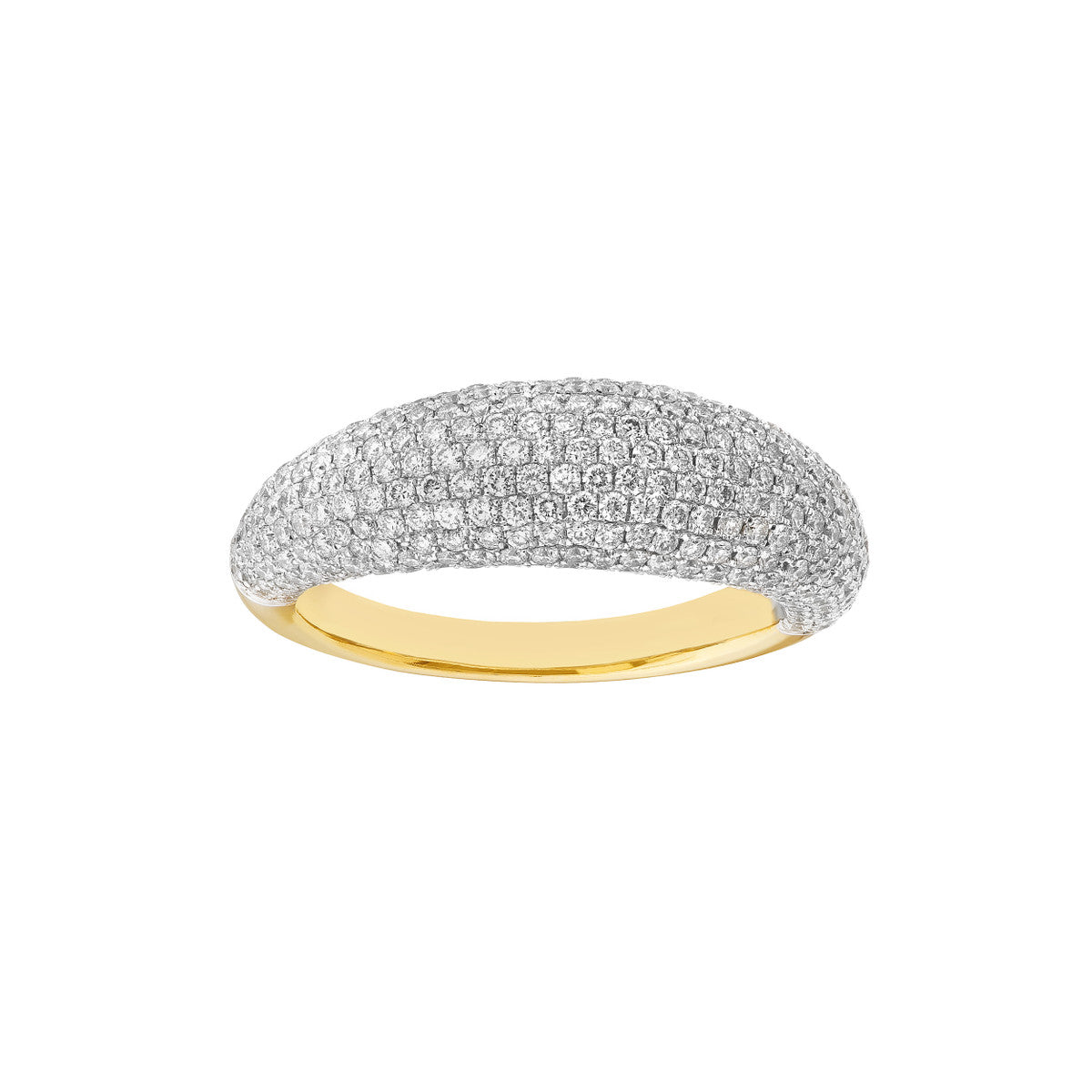 14K Gold Diamond Diamond Pave Dome Ring