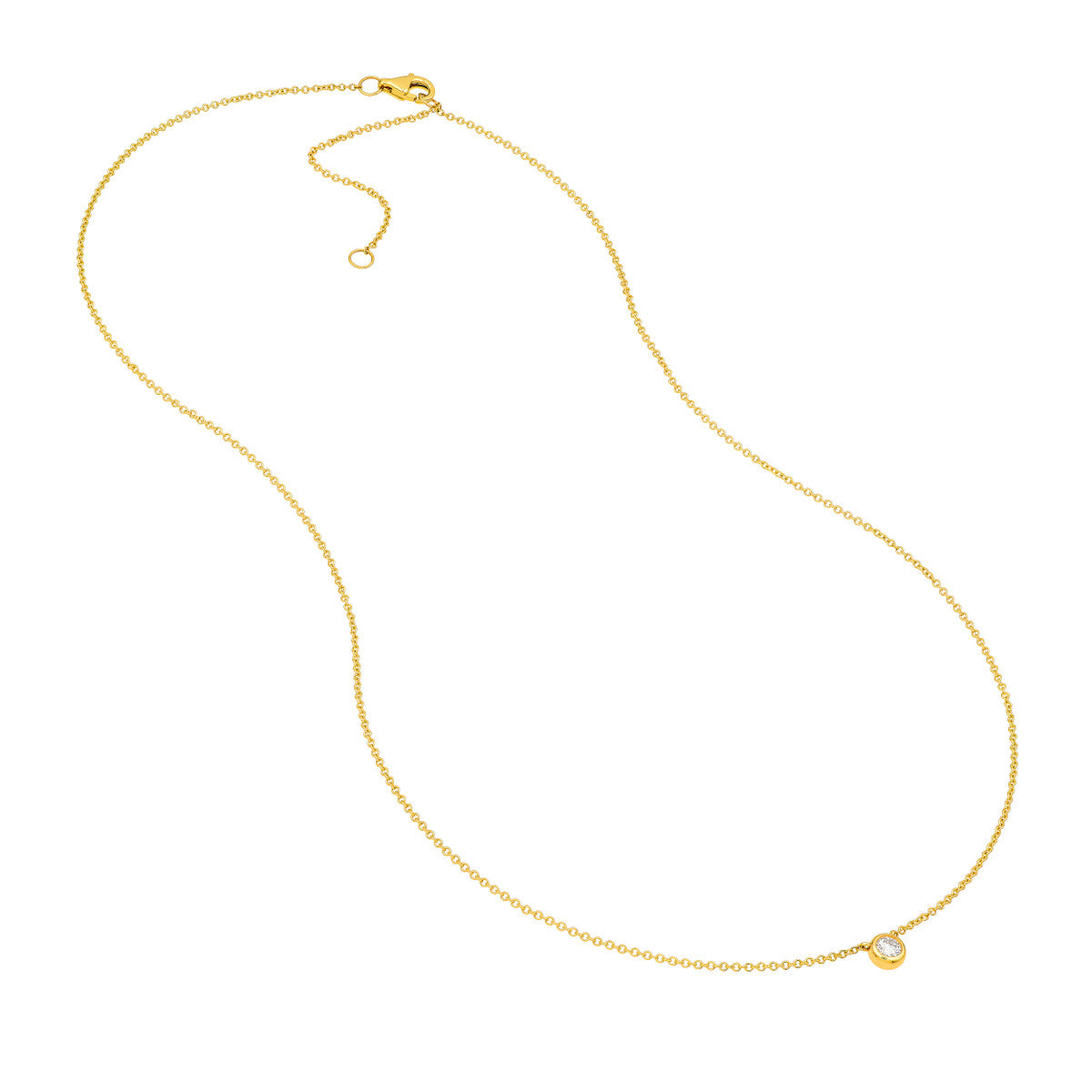 14K Gold Diamond Necklace Bezel Set Round Diamond Necklace (1/10tcw)