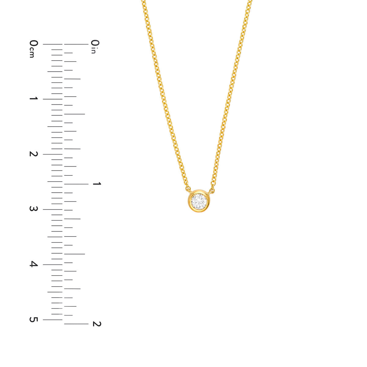 14K Gold Diamond Necklace Bezel Set Round Diamond Necklace (1/10tcw)