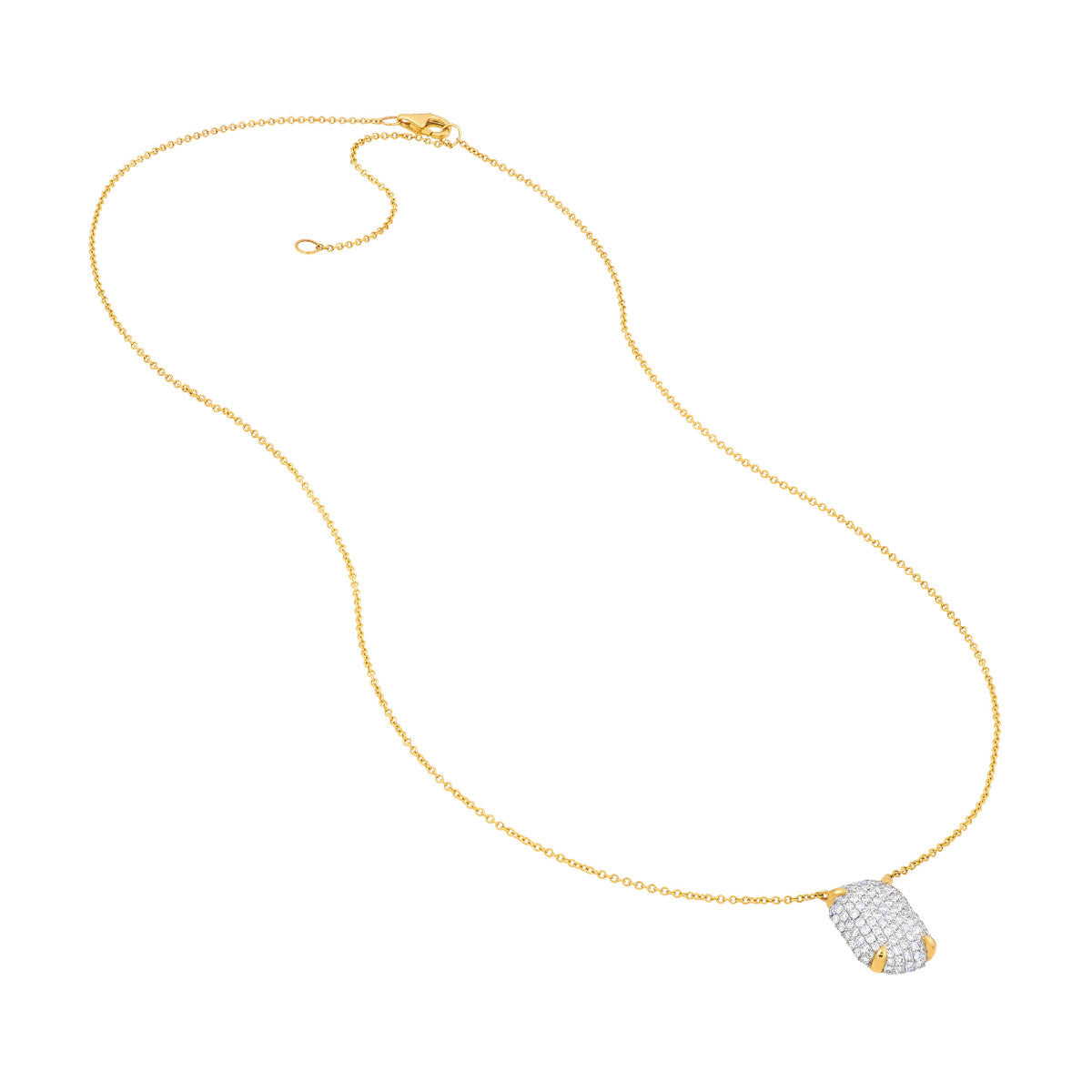 14K Gold Diamond Pendant Necklace Diamond Pave Rectangle Pendant Necklace