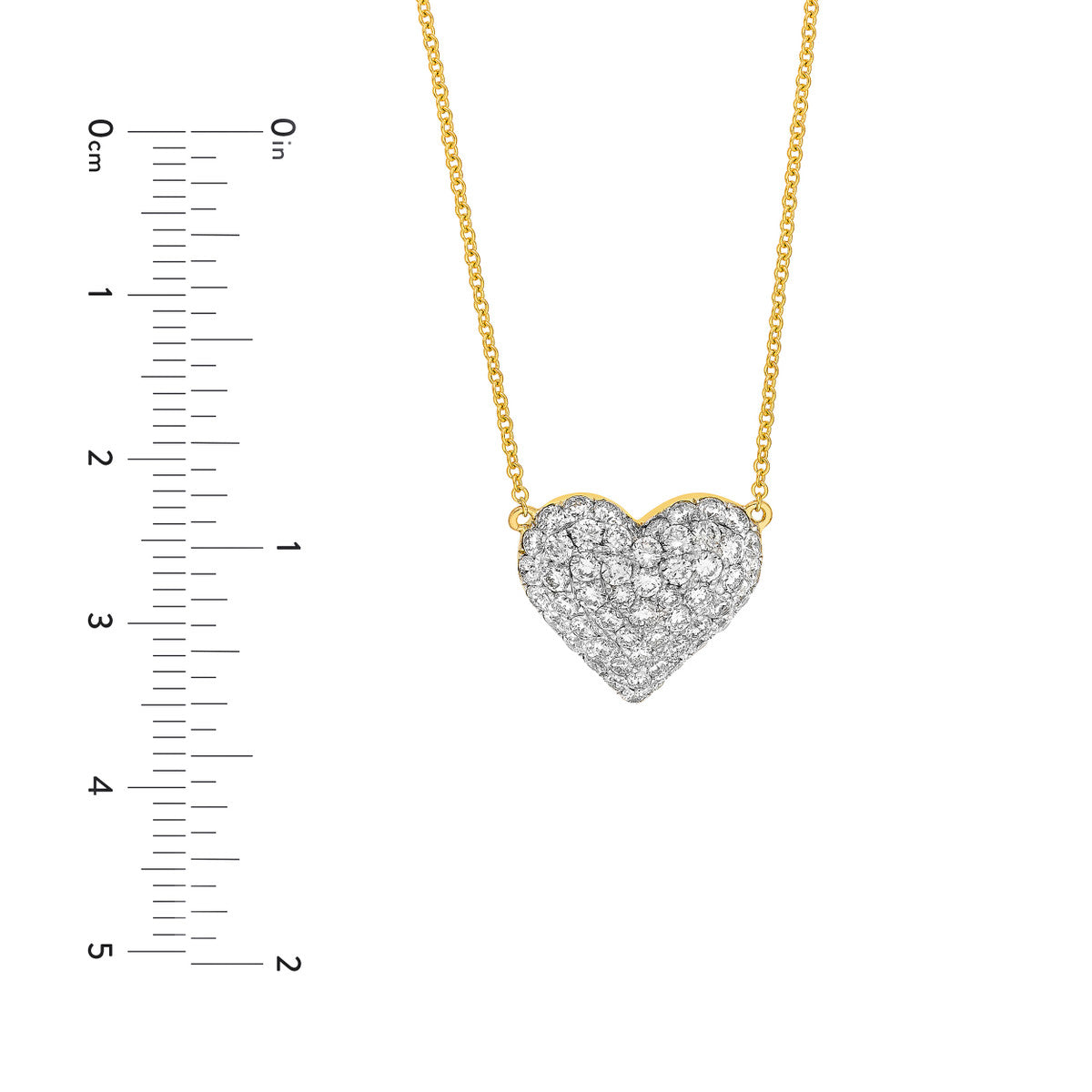 14K Gold Diamond Chain Necklace Diamond Pave Heart Necklace (1-1/5tcw)