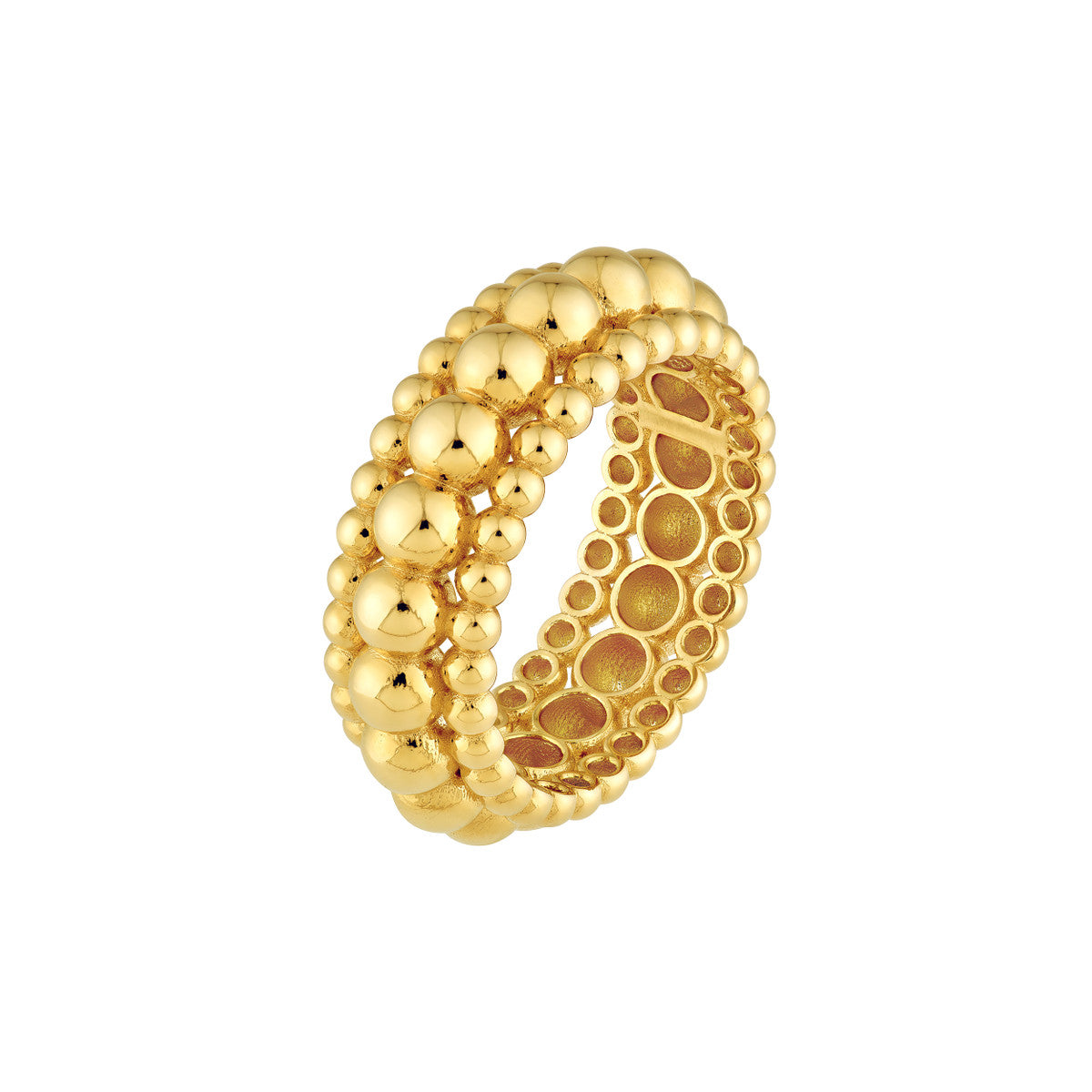 Triple Bead Ring in 14k Yellow Gold