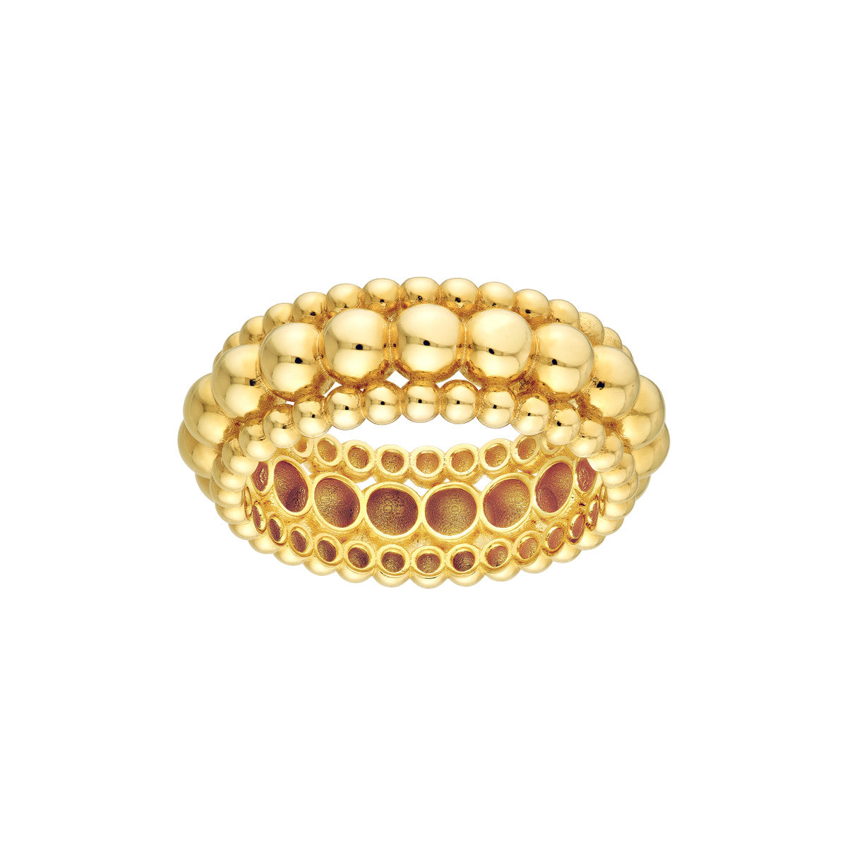 Triple Bead Ring in 14k Yellow Gold