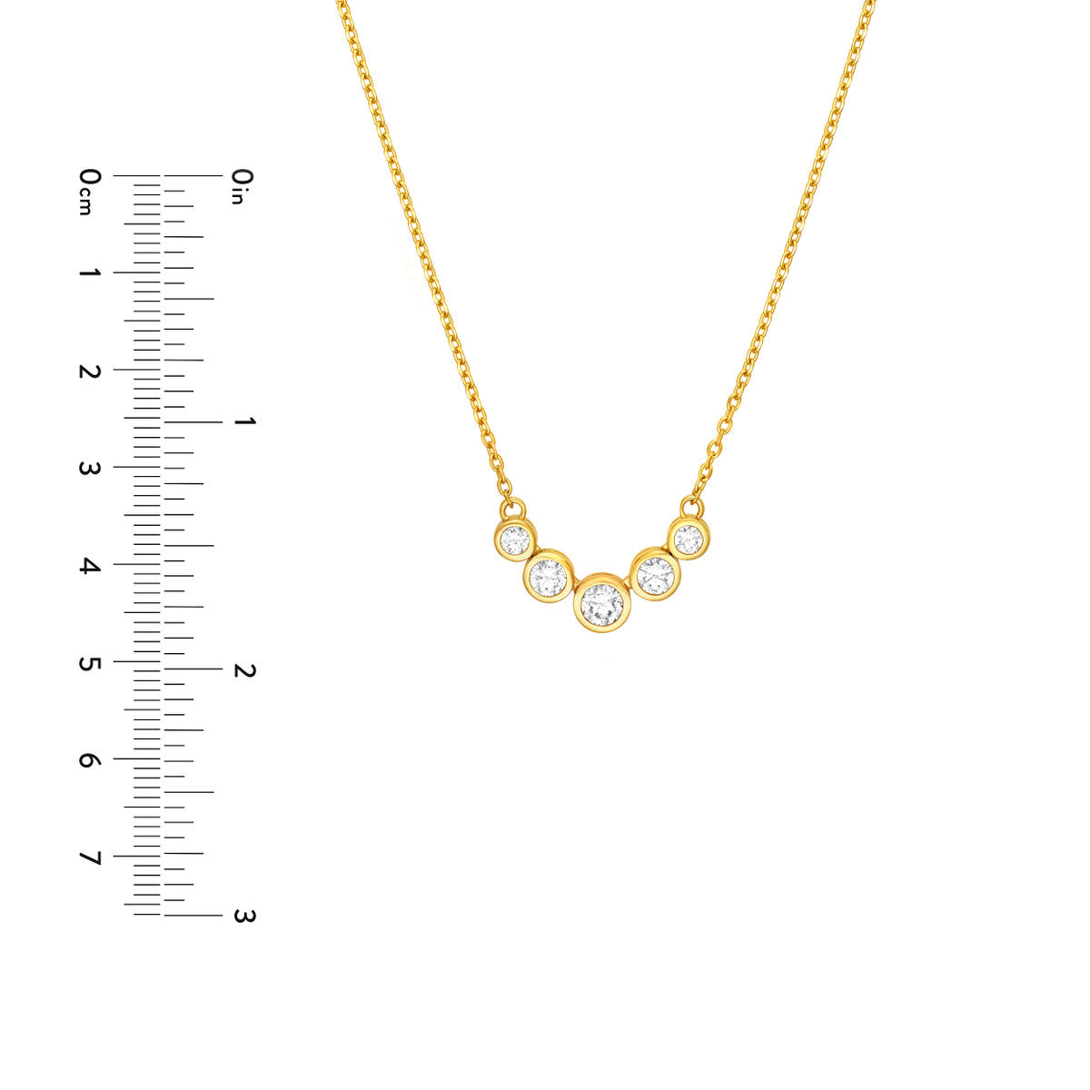 14K Gold Diamond Necklace Bezel Set 5 Stone Graduated Diamond Necklace (3/4tcw)