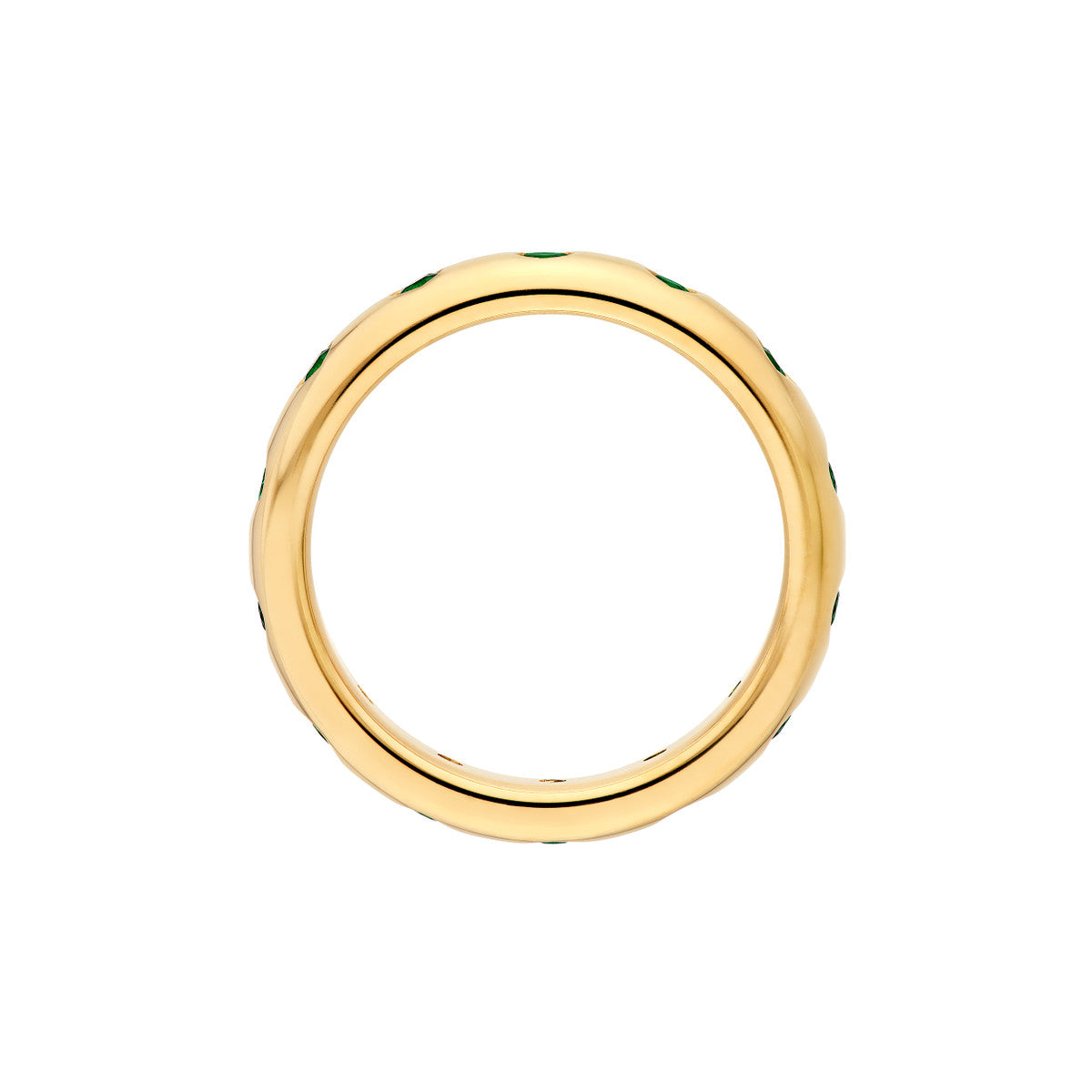 14K Gold 3/8tcw Round Emerald Straight Band Ring