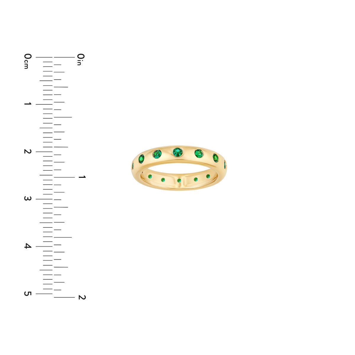 14K Gold 3/8tcw Round Emerald Straight Band Ring