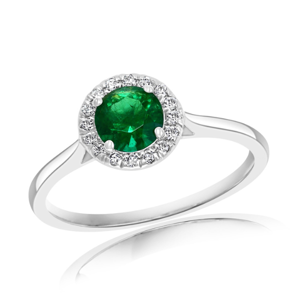 Green Emerald Halo Ring - Laura Milman New York