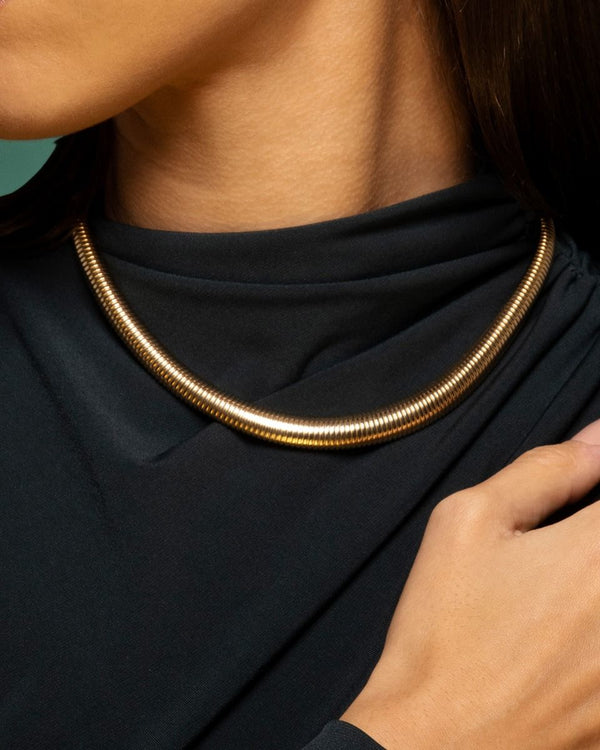 Graduated Tubogas Necklace in 14K Yellow Gold