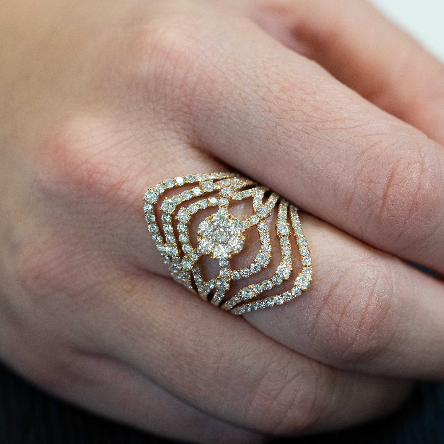 Diamond Cluster Statement Ring in Rose Gold