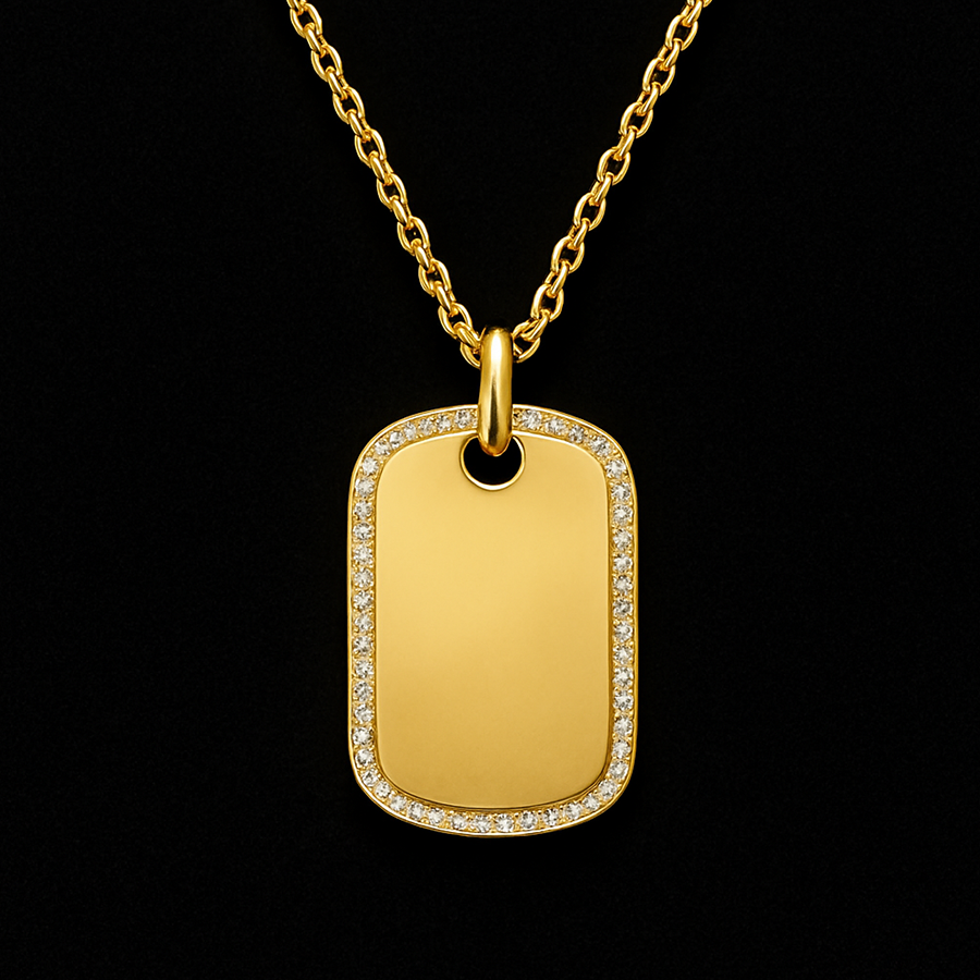 Dog-tag Pendant with Diamonds — Laura Milman New York