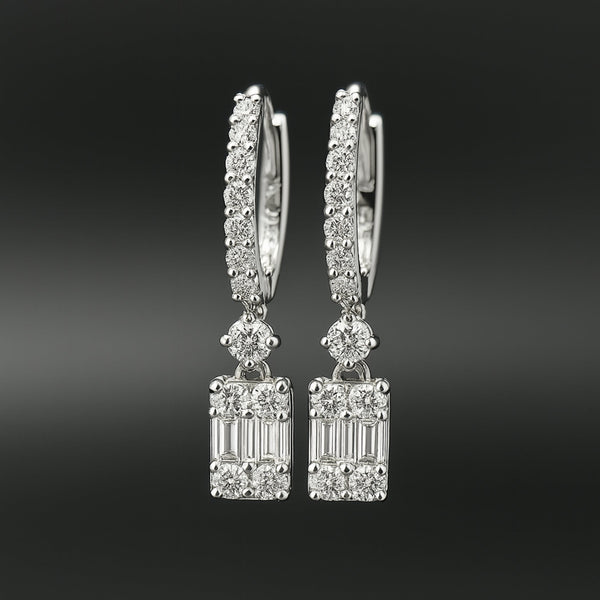 Drop Diamond Earrings with Baguettes - Laura Milman New York