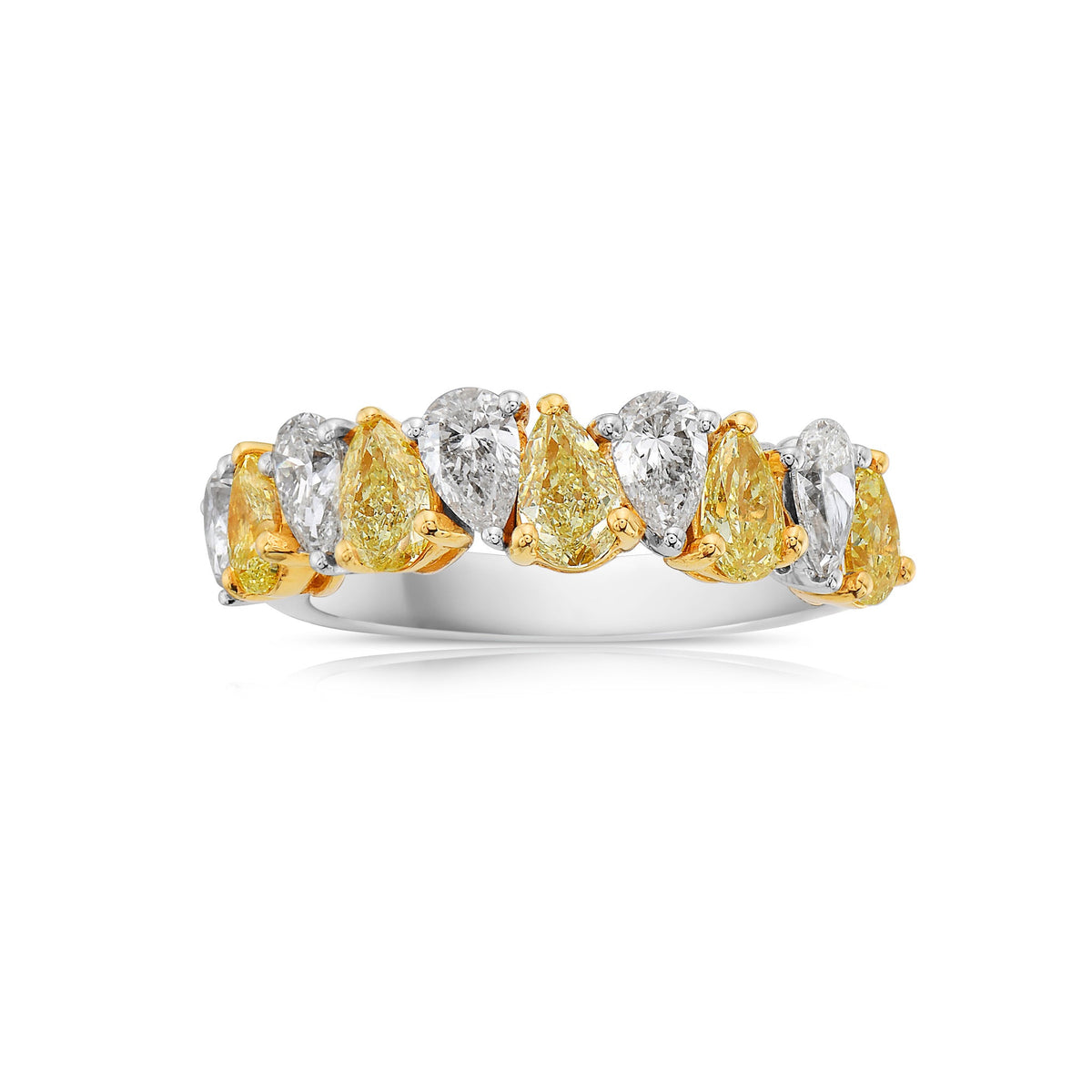 2.19ctw Yellow Pear Diamond & White Pear Diamond Alternating Halfway Band — Laura Milman New York