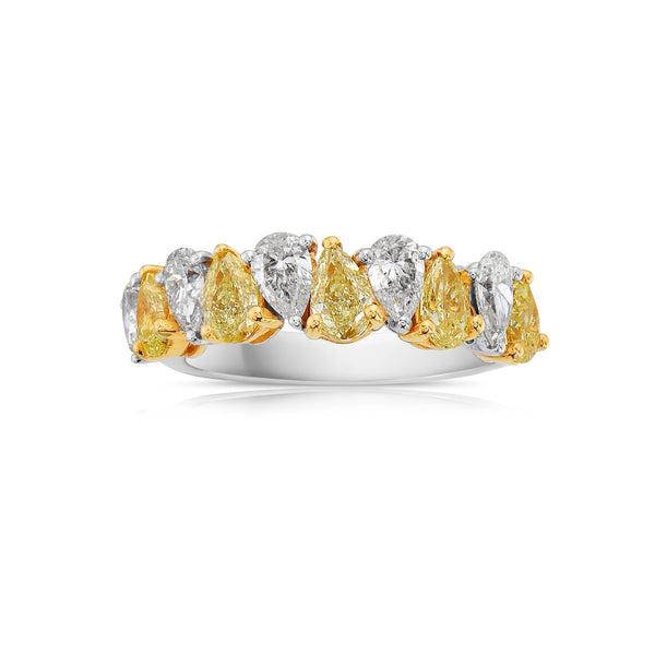 2.19ctw Yellow Pear Diamond & White Pear Diamond Alternating Halfway Band