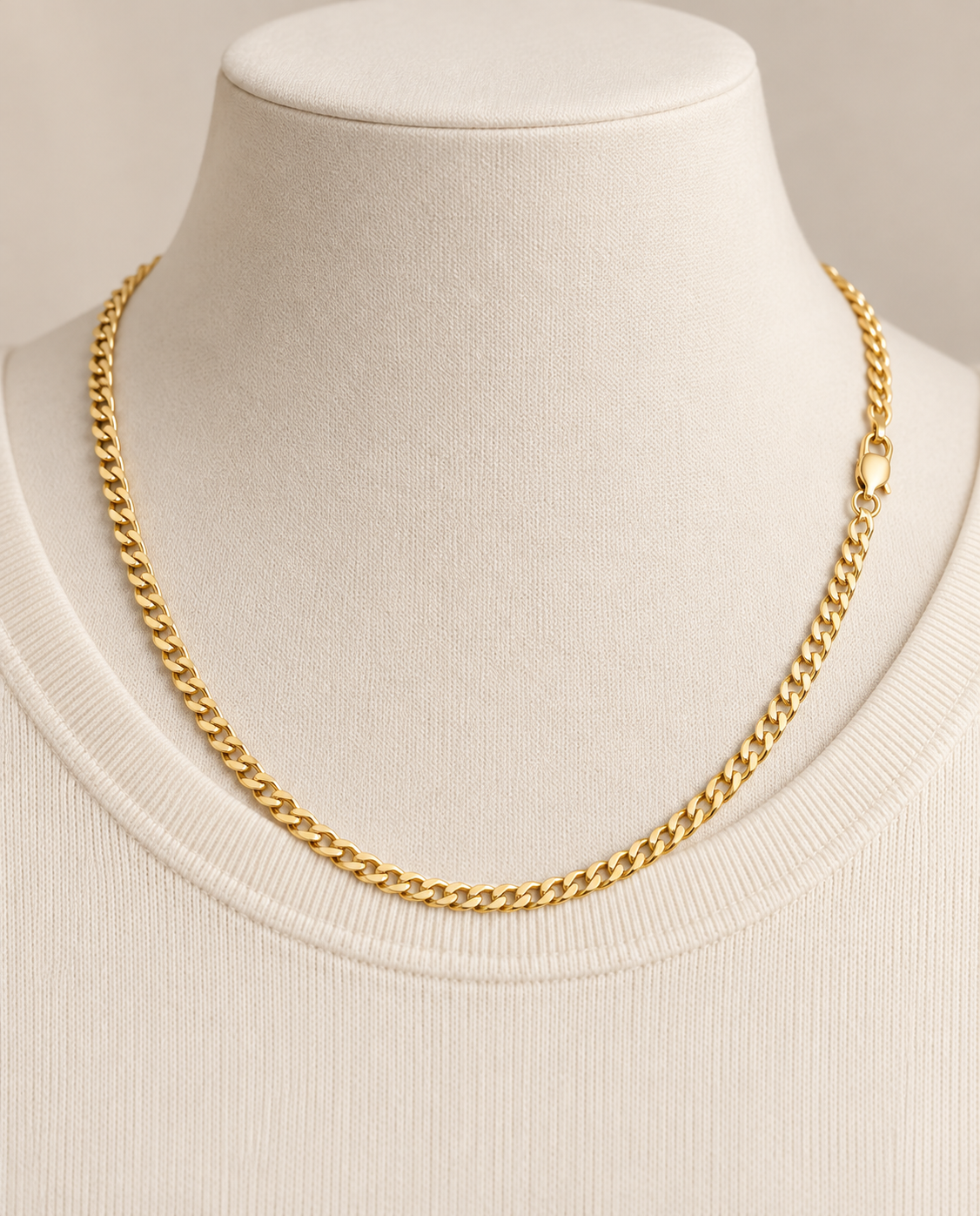 3.2mm Curb Chain Necklace in 14K Yellow Gold — on-body view — Laura Milman New York