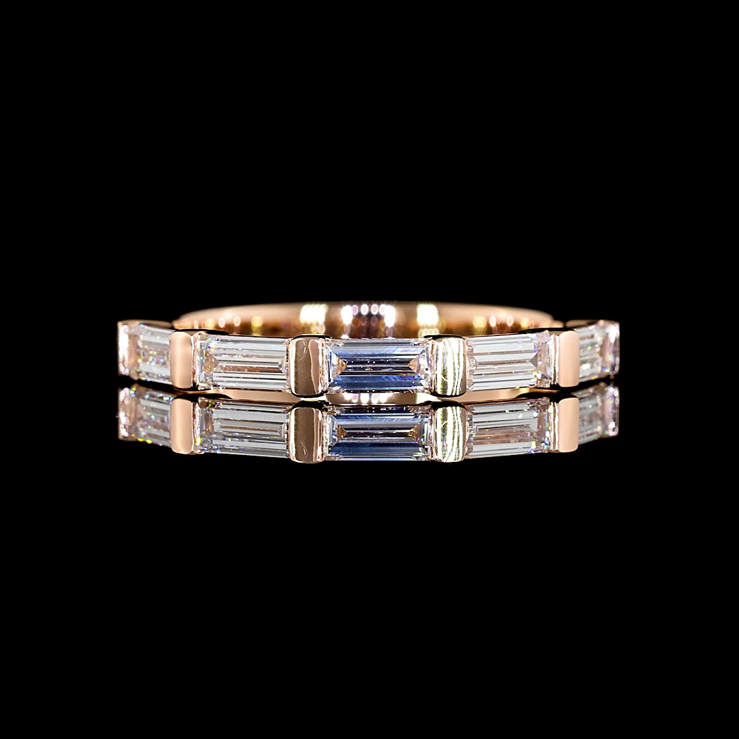 Laura Milman New York baguette diamond five-stone band in rose gold, 14K reference, view 1