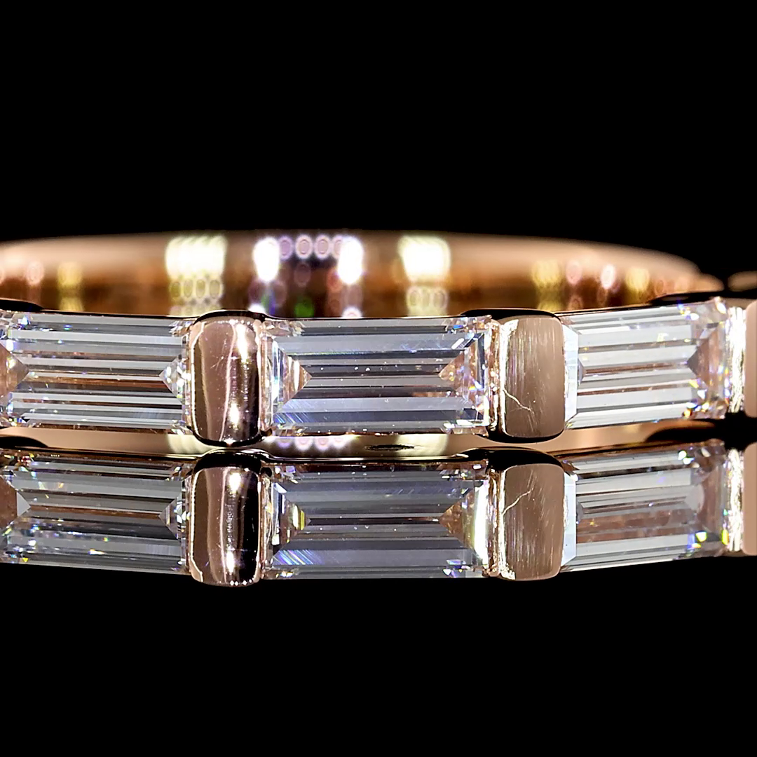 Laura Milman New York baguette diamond five-stone band in rose gold, 14K reference, view 2