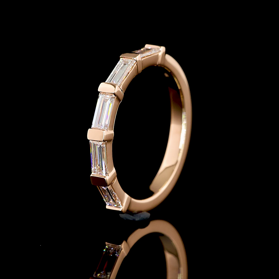 Laura Milman New York baguette diamond five-stone band in rose gold, 14K reference, view 4