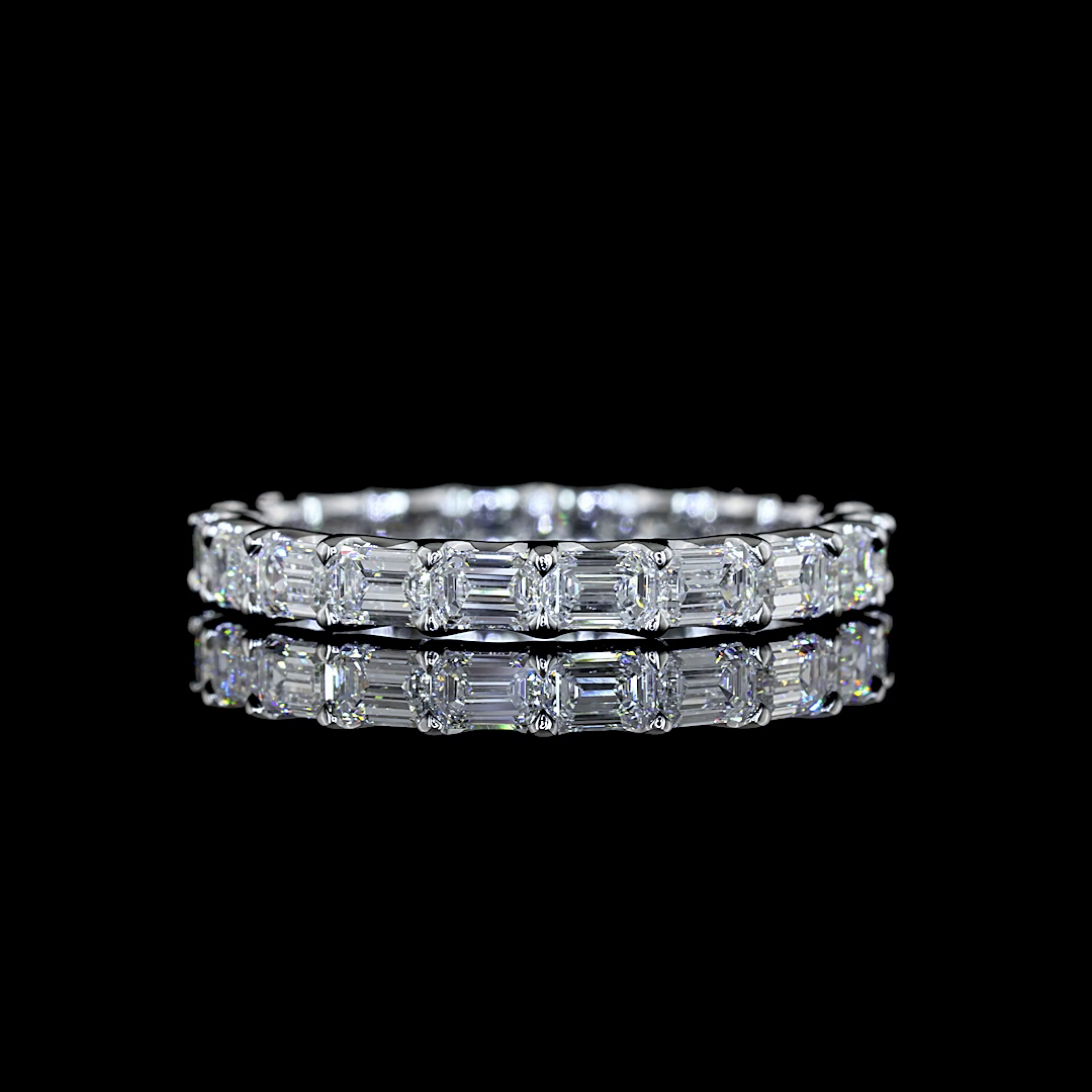 Laura Milman New York emerald diamond eternity band in white gold, 14K reference, view 1