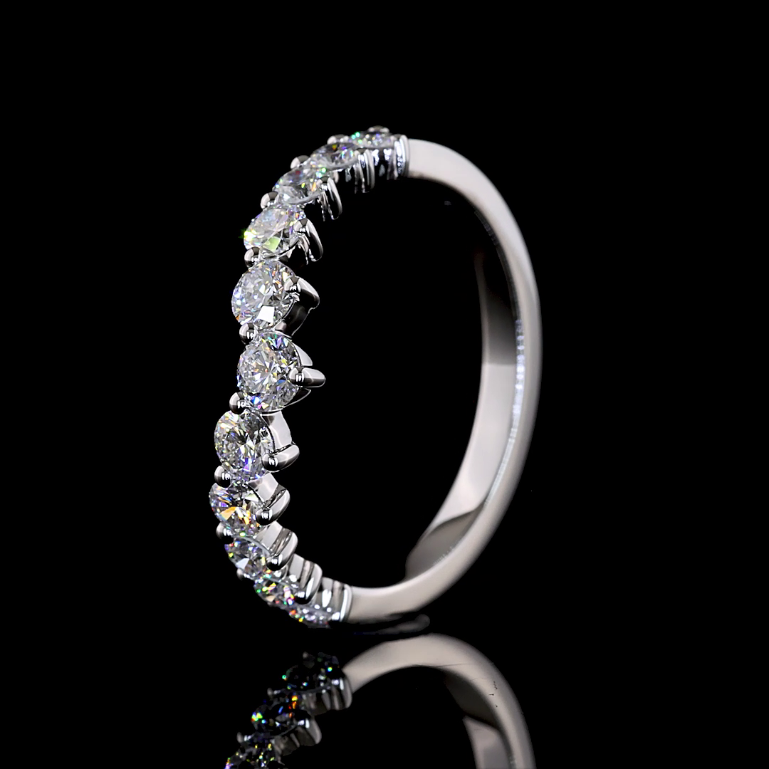 Laura Milman New York round diamond half eternity band in white gold, 14K reference, view 4
