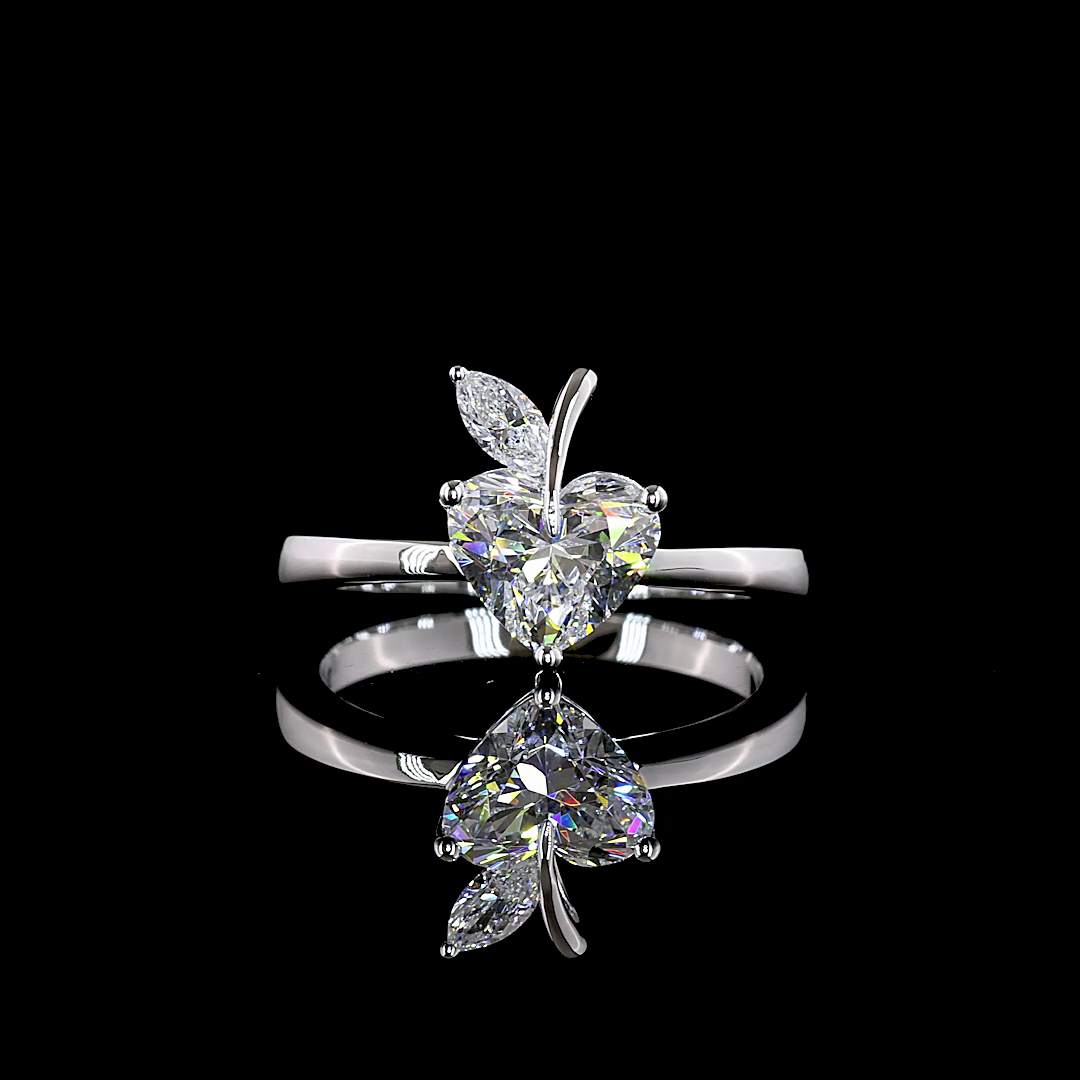 Heart and Marquise Two-Stone setting design reference in 14K white gold; pictured center diamond is not included — Laura Milman New York
