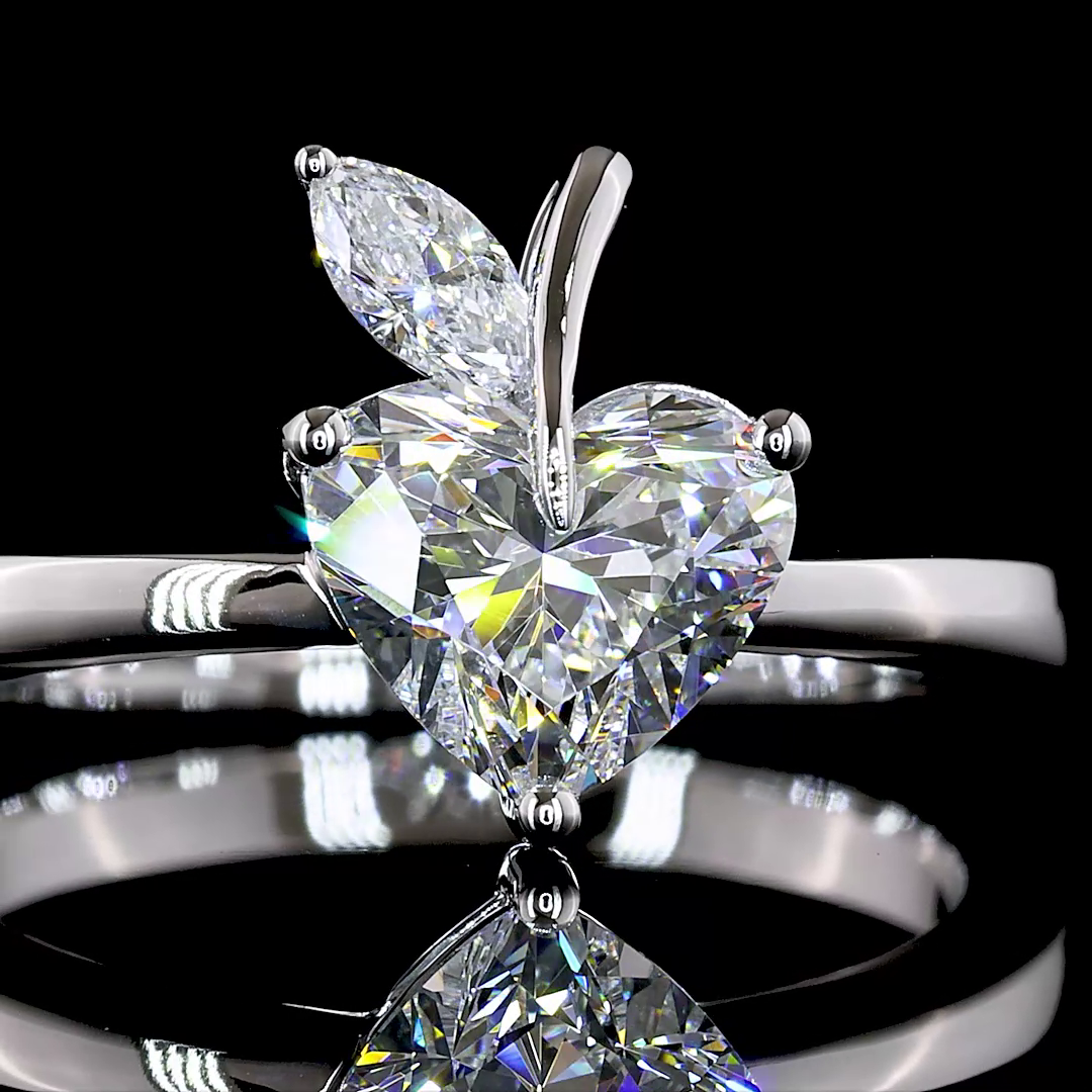 Heart and Marquise Two-Stone setting design reference in 14K white gold; pictured center diamond is not included — Laura Milman New York