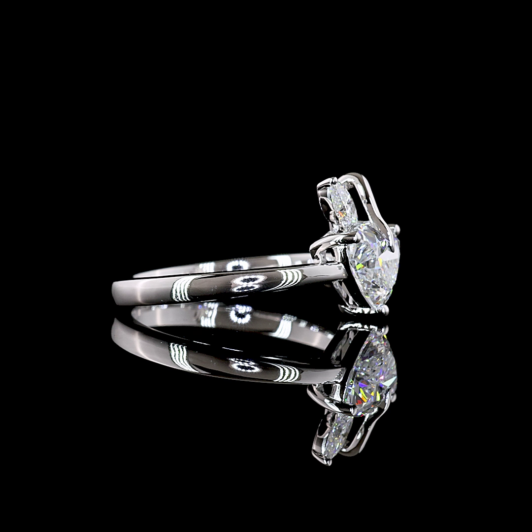 Heart and Marquise Two-Stone setting design reference in 14K white gold; pictured center diamond is not included — Laura Milman New York