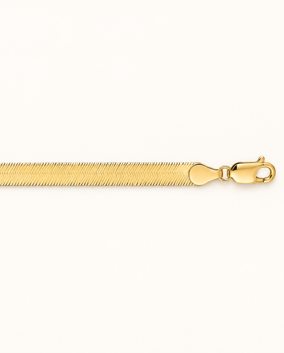 3.8mm Herringbone Chain Necklace in 14K Yellow Gold — detail view — Laura Milman New York