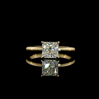 Princess Solitaire setting design reference in 14K yellow gold; pictured center diamond is not included