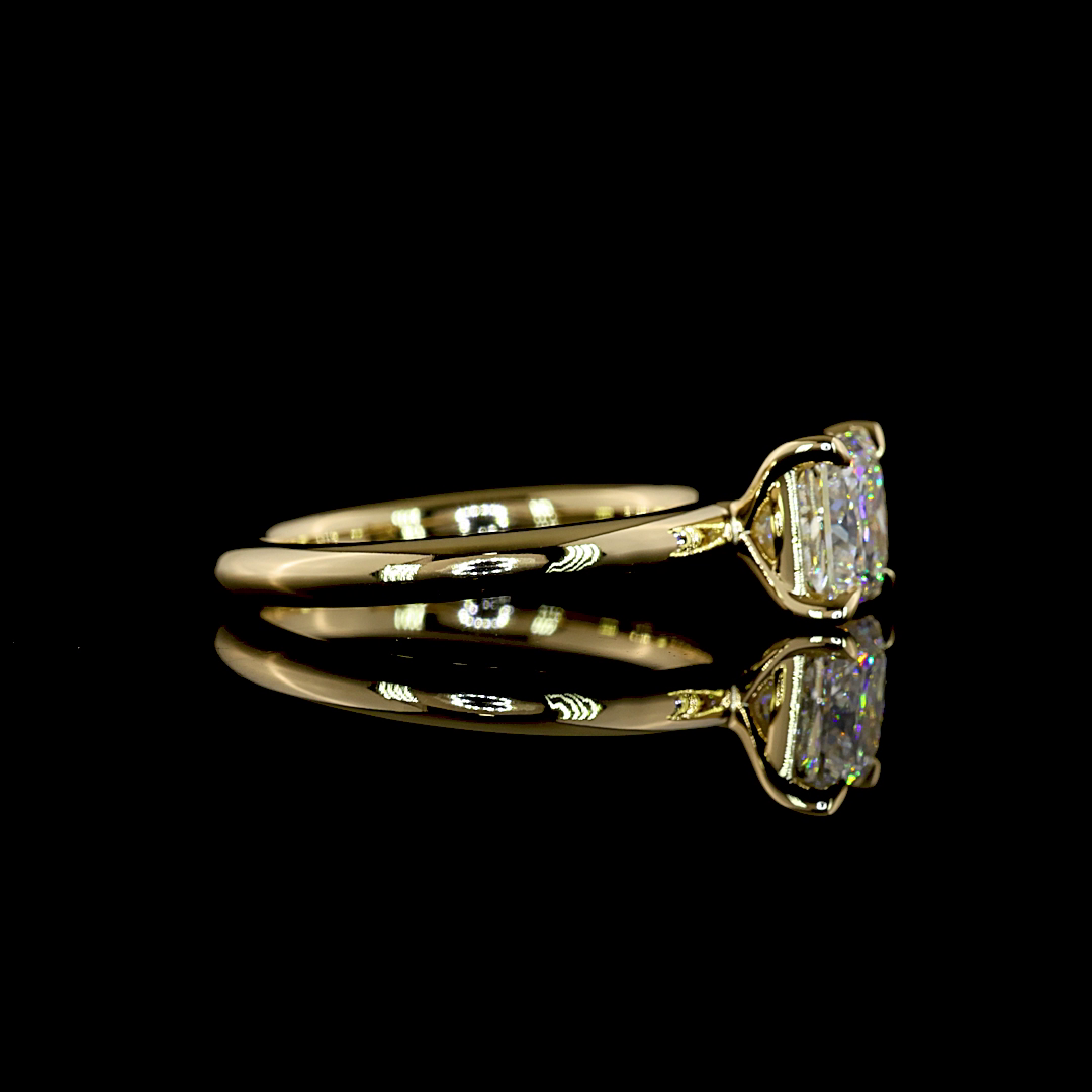 Princess Solitaire setting design reference in 14K yellow gold; pictured center diamond is not included — Laura Milman New York