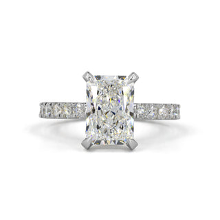 Radiant Pavé Hidden Halo setting design reference in 14K white gold; pictured center diamond is not included