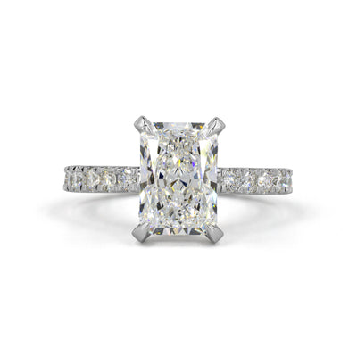 Radiant Pavé Hidden Halo setting design reference in 14K white gold; pictured center diamond is not included
