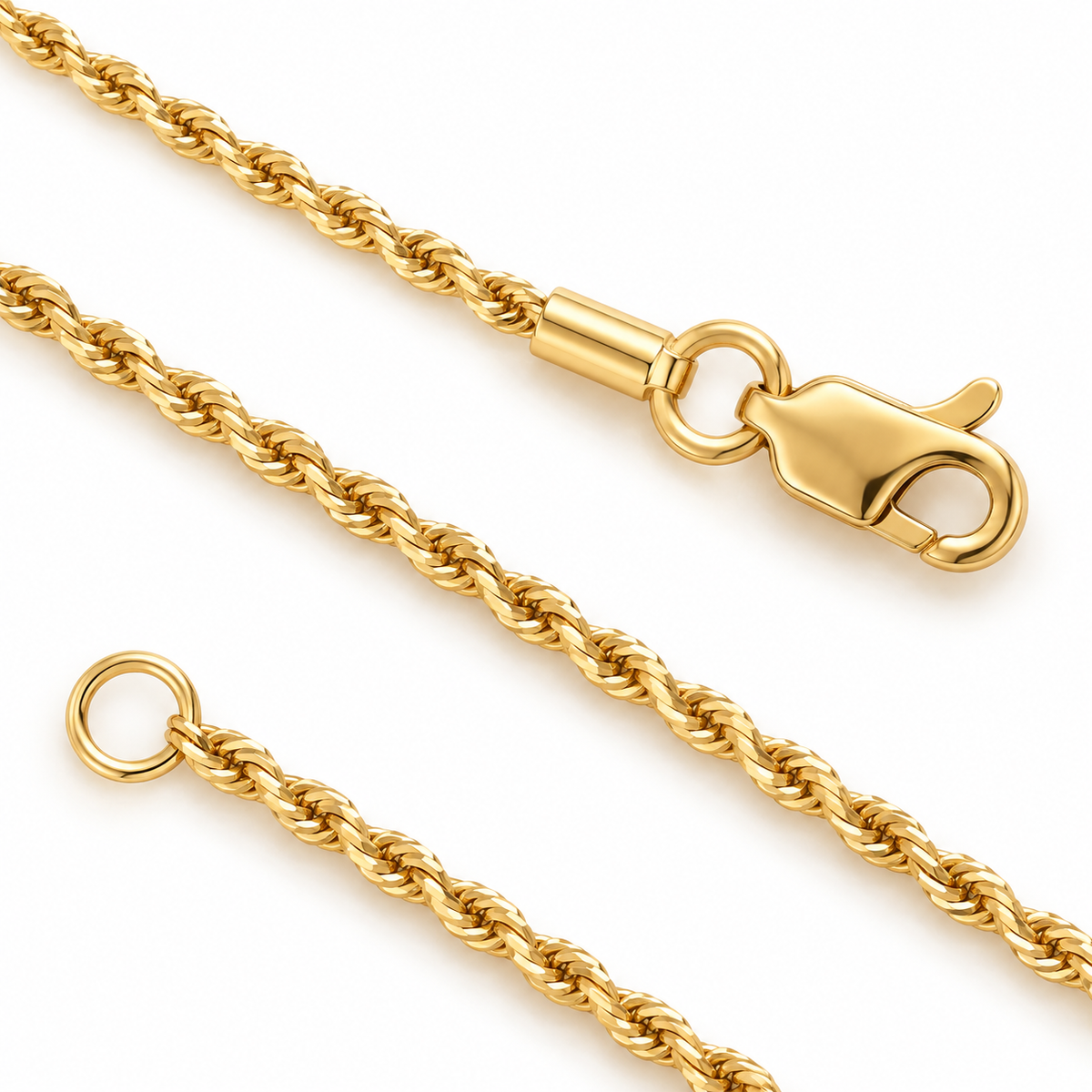 1.8mm Rope Chain Bracelet in 14K Yellow Gold — detail view — Laura Milman New York