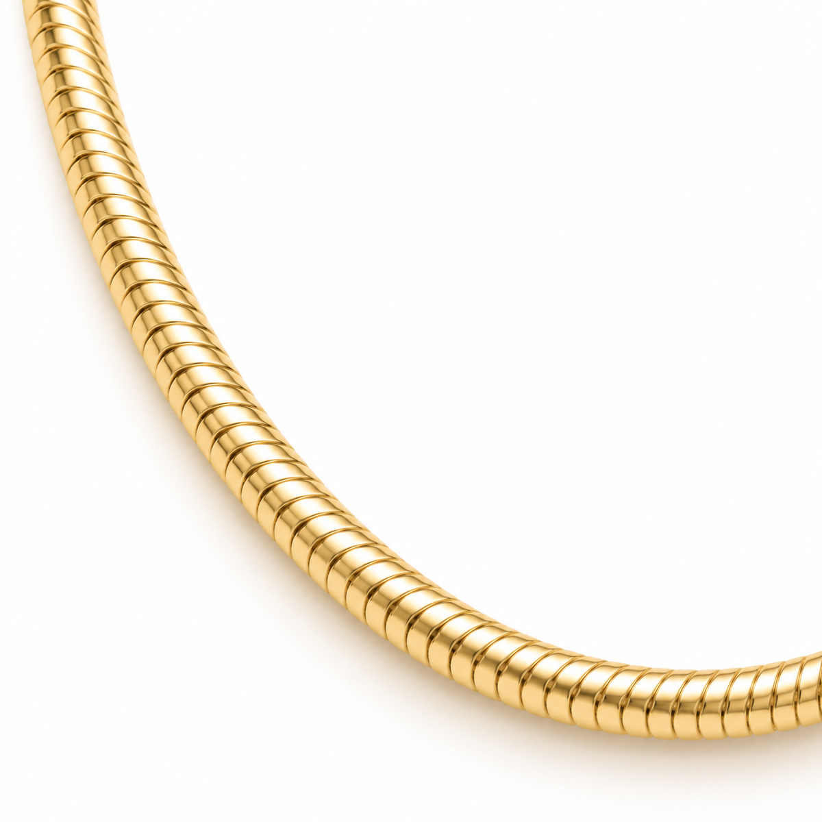 2.6mm Snake Chain Necklace in 14K Yellow Gold — detail view — Laura Milman New York