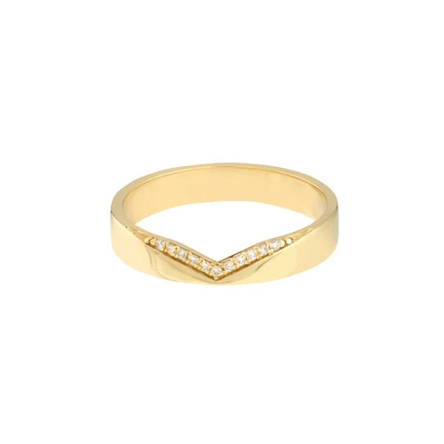 Diamond Chevron Polished Band in 14K Yellow Gold