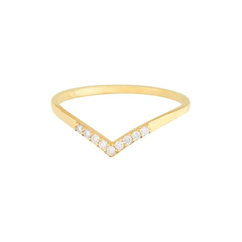 Diamond Chevron Ring in 14K Yellow Gold — Laura Milman New York