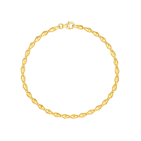Mini Puffy Teardrop Bracelet in 14K Yellow Gold — front view — Laura Milman New York