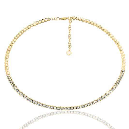 Diamond Necklace Choker in 14k Yellow Gold