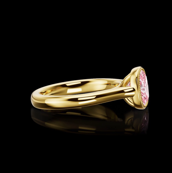 North-South Solitaire Bezel Engagement Ring Setting in 18K Yellow Gold view 2