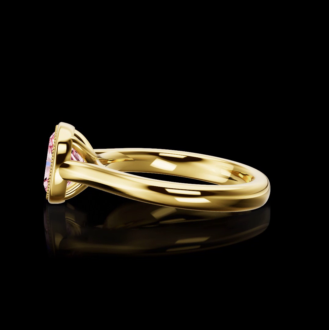 North-South Solitaire Bezel Engagement Ring Setting in 18K Yellow Gold view 3 — Laura Milman New York