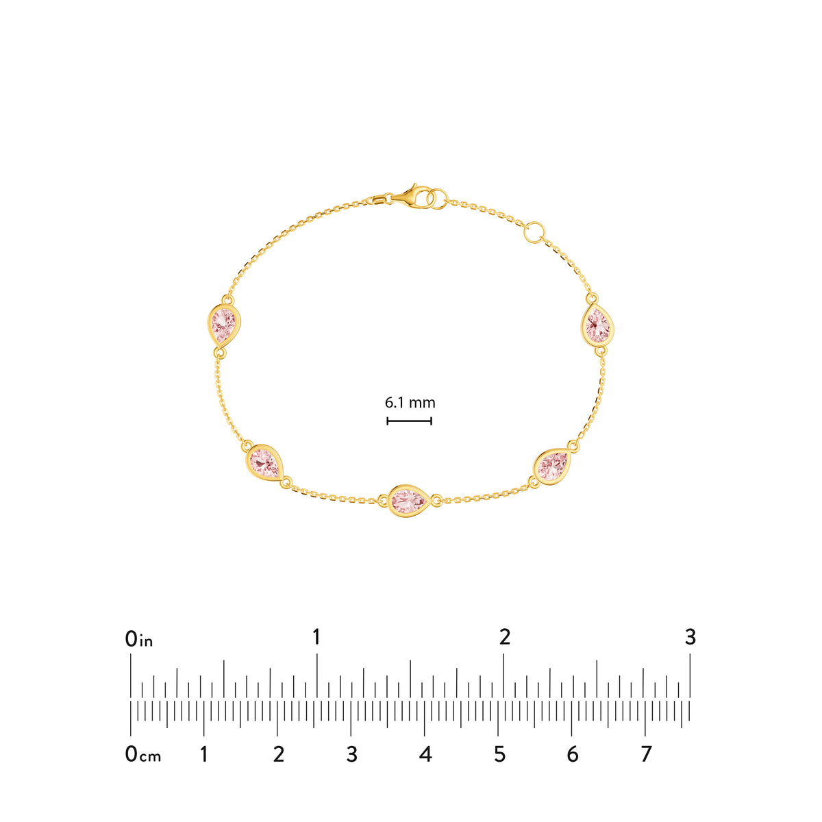 Pear Pink Morganite Station Bracelet in Yellow Gold — view 4 — Laura Milman New York