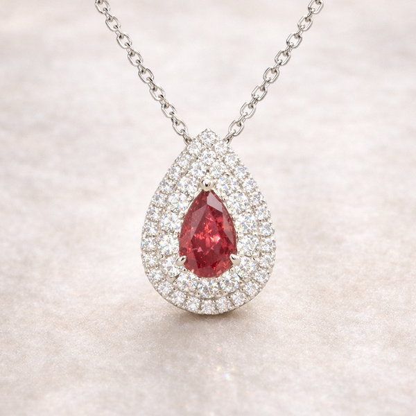 Garnet and Diamond Pendant (Lab Grown) - Laura Milman New York