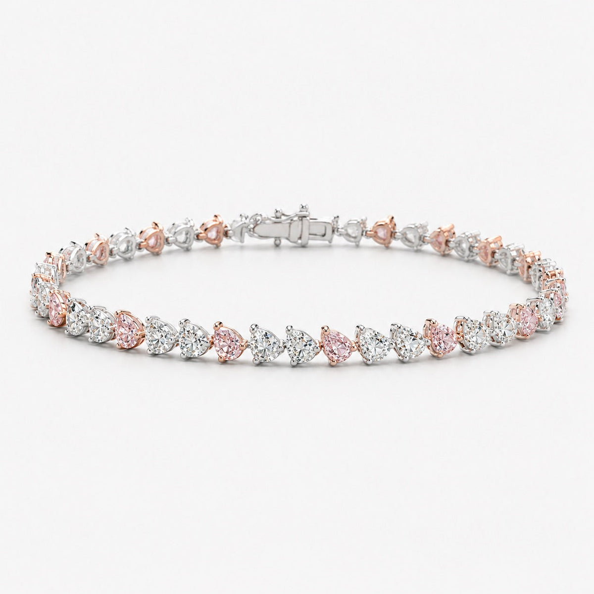 5.73ctw Alternating Pink & White Pear-Shaped Diamond Tennis Bracelet — Laura Milman New York