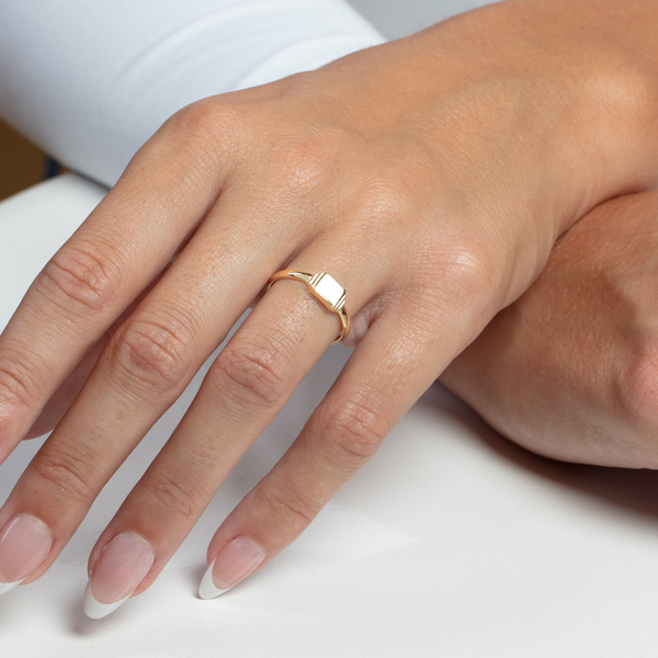 Mini Signet Ring in 14K Yellow Gold view 2