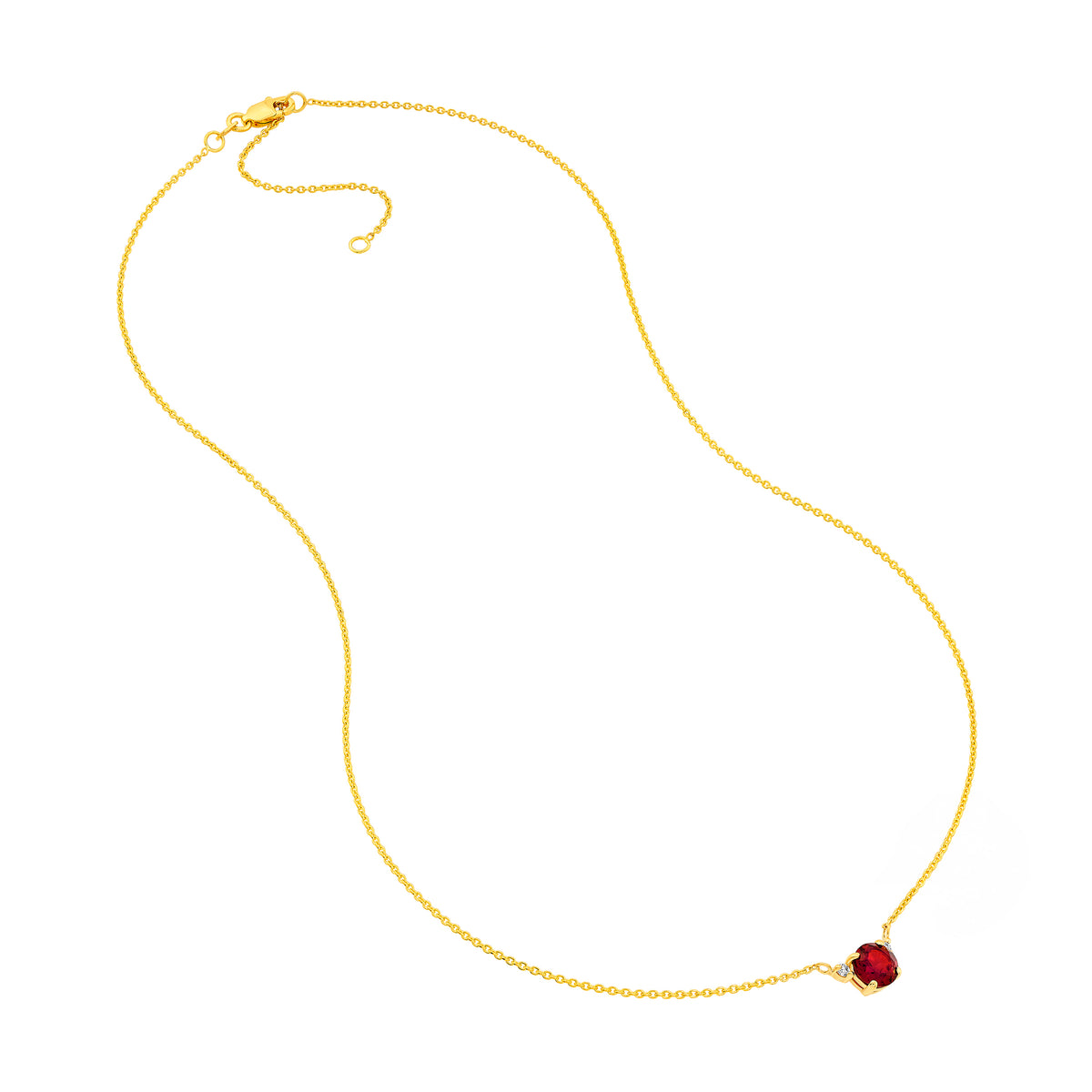 Red Garnet and Diamond Pendant Necklace in Yellow Gold — view 3 — Laura Milman New York